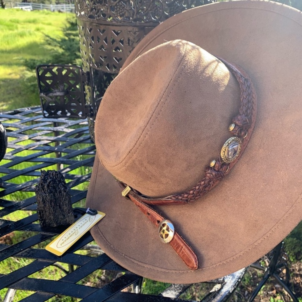 Brown Suede Western Hat with Braided Band,HP25 - Picture 11 of 12